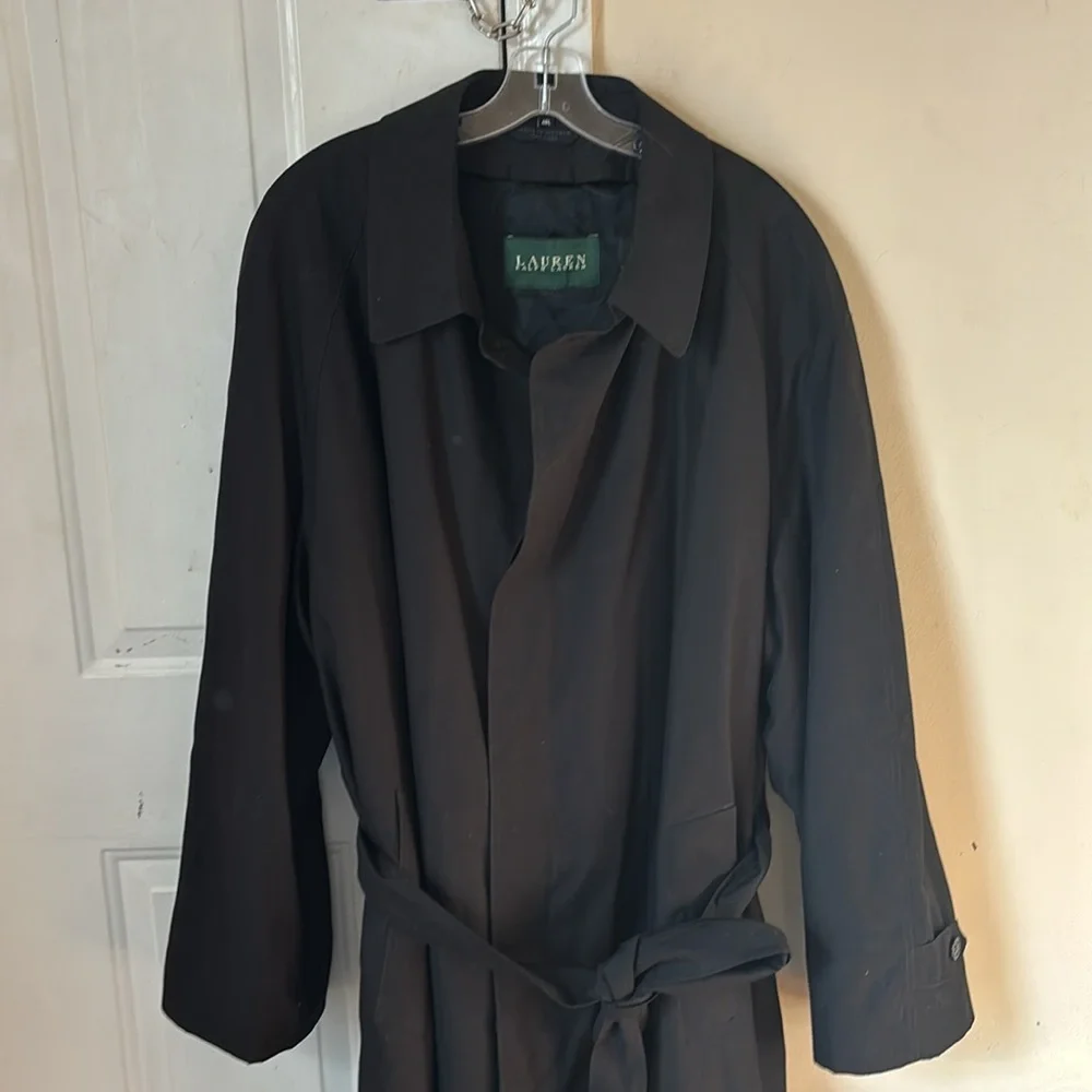 Lauren‎ Ralph Lauren Men’s Black Tie Belted Trench Coat Size 48